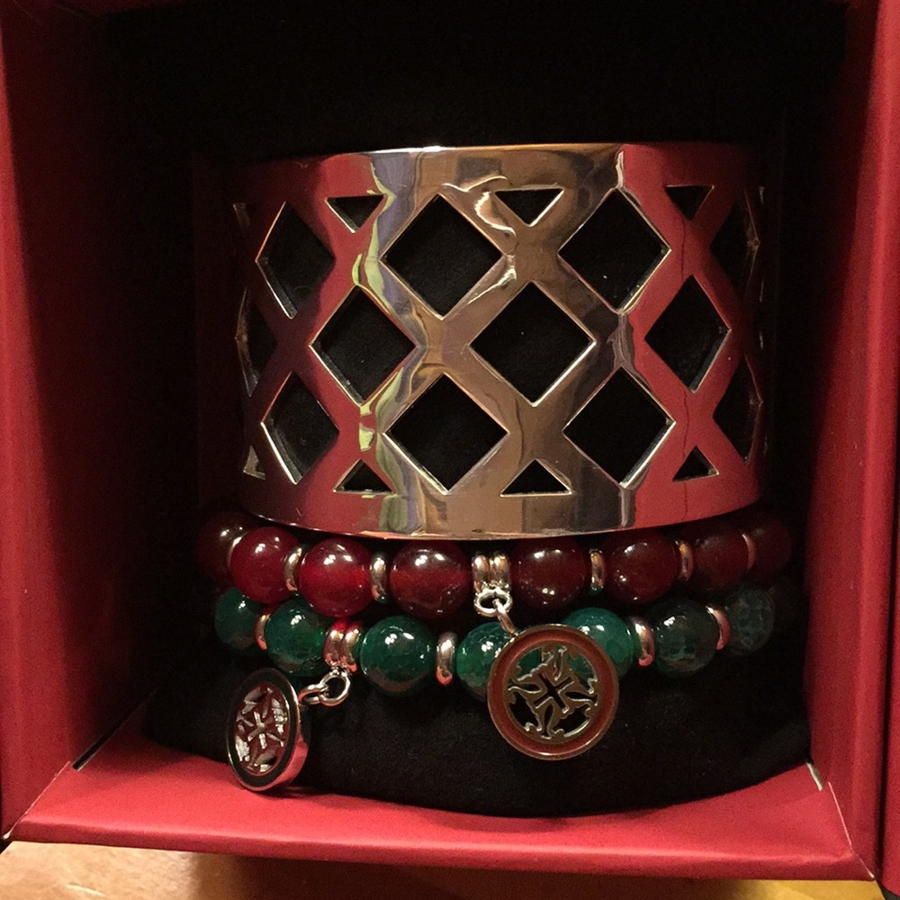 Rustic cuff bracelets. Set of three